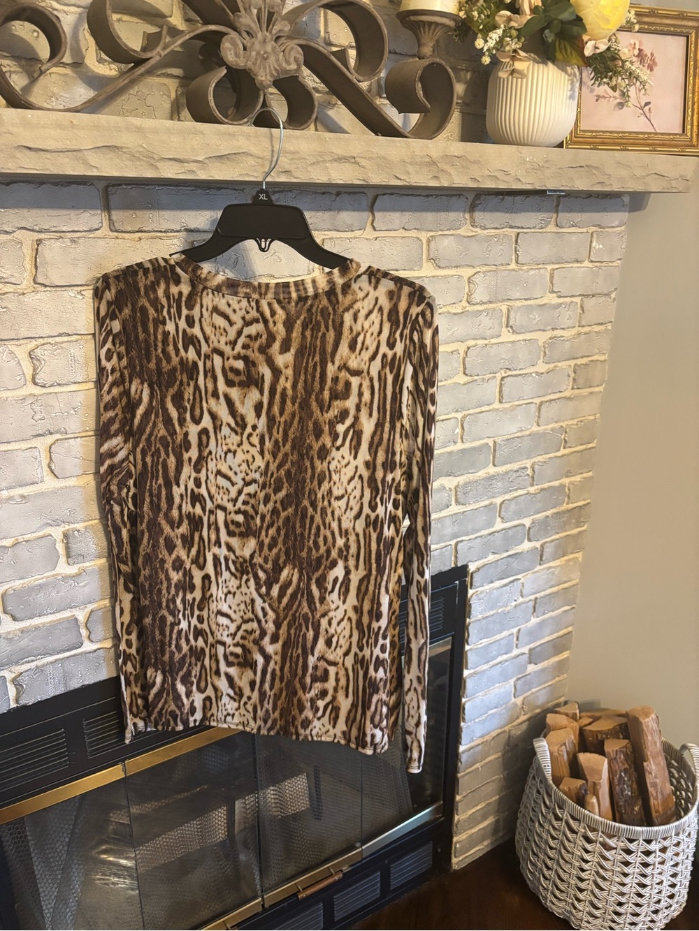 Women’s Brown Animal Print Long Sleeve Top